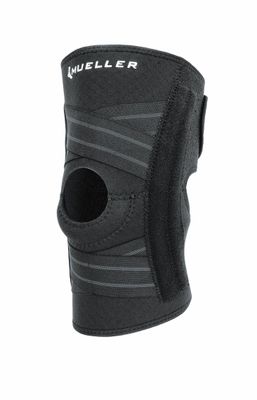 MUELLER Sports Medicine Self Adjusting Knee Stabilizer, Knee Pain Relief Support for Men and Women, Ideal for Arthritis, Sprains, Black, One Size