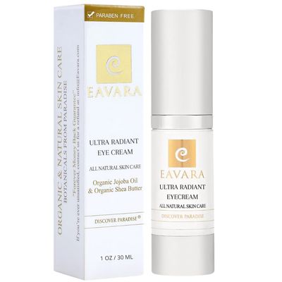 Eavara Organic Anti Aging Eye Cream for Dark Circles and Puffiness, Natural Under Eye Serum with Hyaluronic Acid, Jojoba Oil, Vitamin E, Aloe Vera, Helps Reduce Fine Lines Wrinkles 1.0 Fl Oz