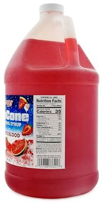 Snappy Tigers Blood Sno Cone Syrup, 1 Gallon (128 ounces) Size, Ready to Use For Snow Cone Machines, Flavored Syrup for Shaved Ice, 14 Snow Cone Flavor Options