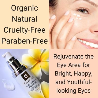 Eavara Organic Anti Aging Eye Cream for Dark Circles and Puffiness, Natural Under Eye Serum with Hyaluronic Acid, Jojoba Oil, Vitamin E, Aloe Vera, Helps Reduce Fine Lines Wrinkles 1.0 Fl Oz