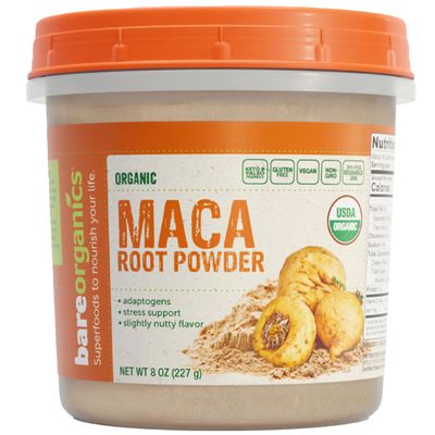 BareOrganics Maca Root Powder, Organic, Vegan, Non-GMO, Gluten-Free, Energy Stamina Support, 8 oz