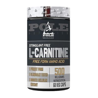 Pole Nutrition L-Carnitine Free Form Amino Acid 500mg, for Athletic Performance and Recovery 60 Veg Capsules, 60 Servings