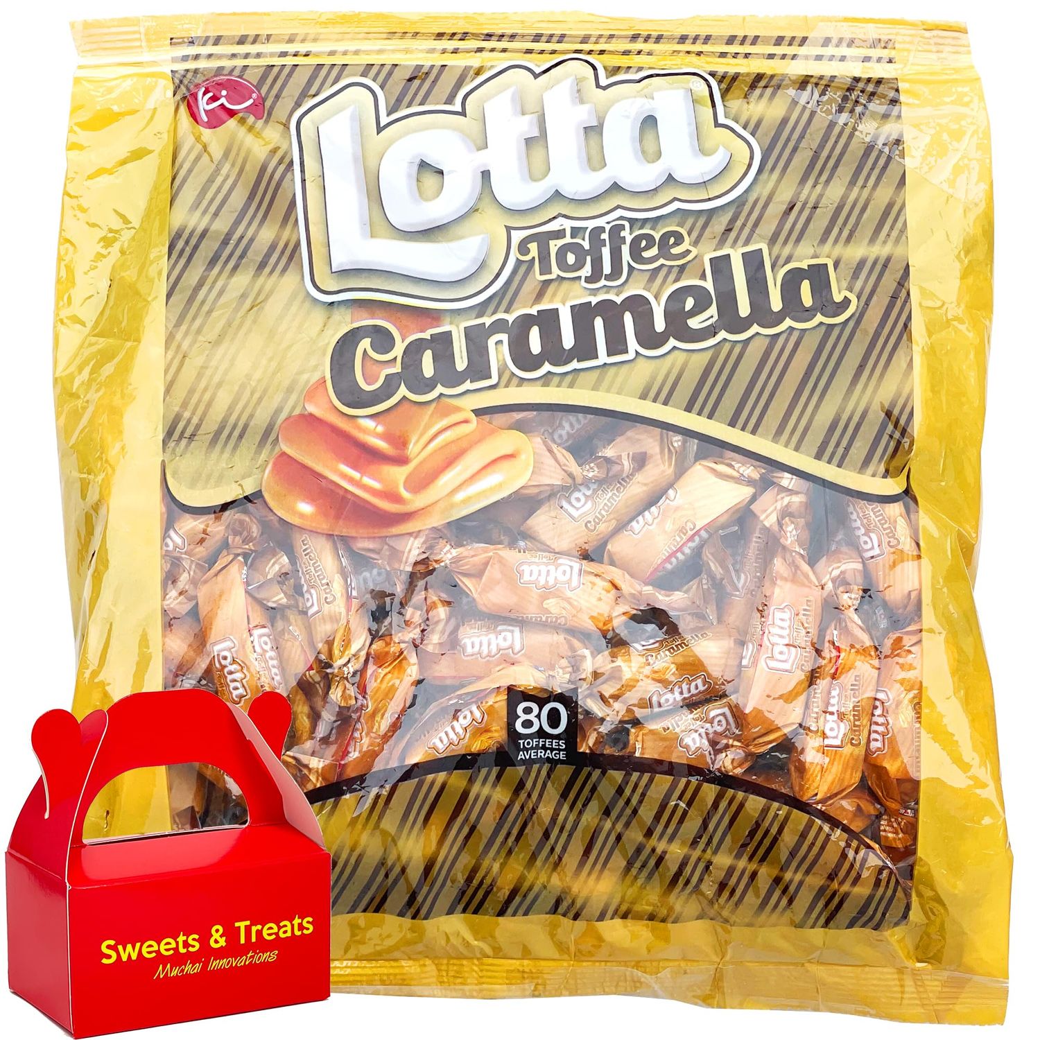 Caramel Toffee Candy Individually Wrapped Birthday Holiday Candies Halloween Party Christmas Gift Office Bowl MUCHAI Box Included (80 Piece (1 Bag), Caramel Candies)