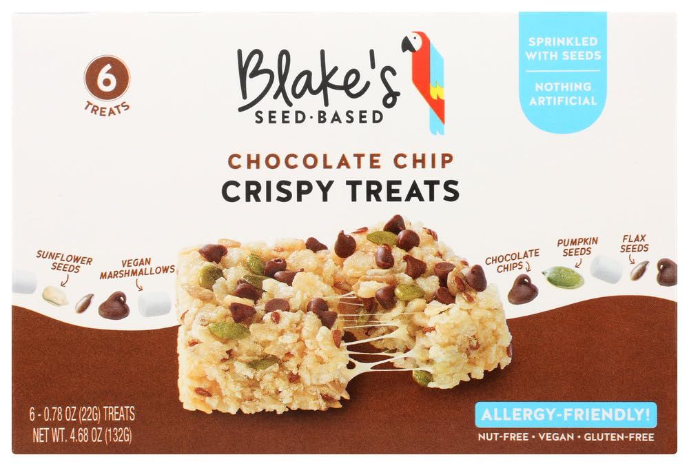 Blake&#39;s Seed Based Chocolate Chip Rice Crispy Bar, Nothing Artificial, Vegan Friendly, Gluten Free, 4.68 Ounce (Pack of 6)