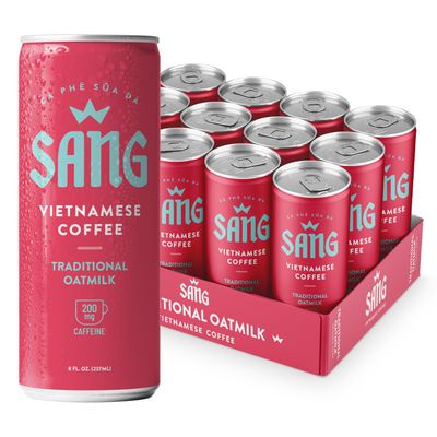 SANG Vietnamese Iced Coffee - Traditional Oatmilk Flavor 8oz Canned Coffee (12-Pack), Robusta and Arbica Coffee with Oat Milk, 200mg Caffeine, Ready To Drink Coffee, Dairy-Free, Vegan