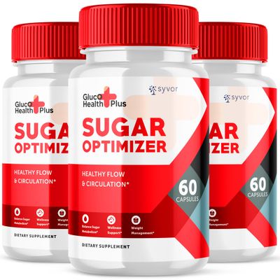 (3 Pack) Gluco Health Plus Capsules - GlucoHealth Plus Sugar Optimizer Pills Advanced Vitamin Supplement - Gluco Health Plus Natural Wellness Support Caps - Once Daily Flow Supplement (180 Capsules)