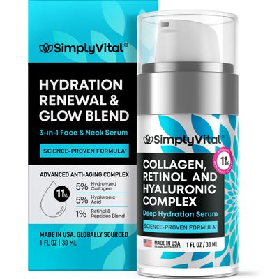 SimplyVital Moisturizer for Neck D collet - With Collagen, Retinol, Peptides Hyaluronic Acid - Anti-Aging Hydration - Made in USA - 1 fl.oz