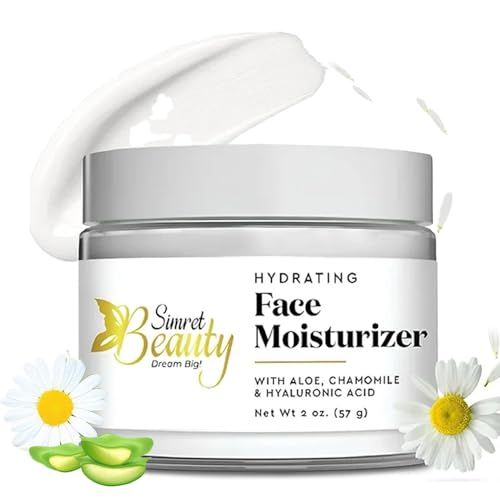 Simret Beauty Hydrating Face Moisturizer - Daily Face Cream with Hyaluronic Acid, Vitamin E C, Chamomile Aloe for Oily, Acne-Prone, and Sensitive Skin - Vegan, Cruelty-Free, 2 oz