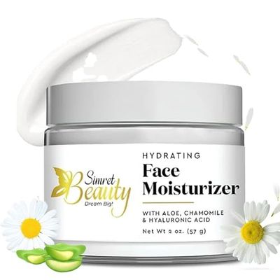 Simret Beauty Hydrating Face Moisturizer - Daily Face Cream with Hyaluronic Acid, Vitamin E C, Chamomile Aloe for Oily, Acne-Prone, and Sensitive Skin - Vegan, Cruelty-Free, 2 oz