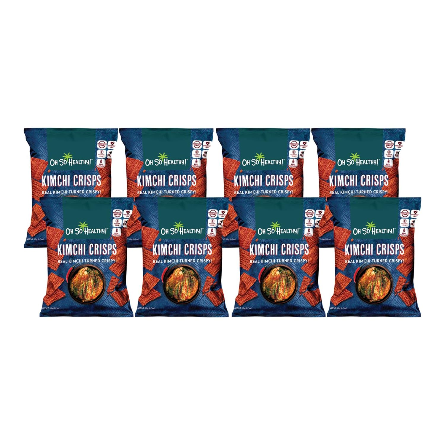osh! Oh So Healthy, Baked Veggie Crisps, Chips, Snacks, Kimchi, Nappa Cabbage (Case of 8x20gr0.7oz)