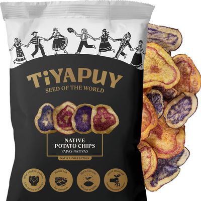 Tiyapuy Peruvian Mix Native Potato Chips - Naturally Gluten Free Oleic High Oil Organic Potato Healthy Snack - 5.6 Oz, Pack of 5