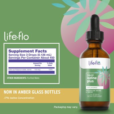 Life-flo Liquid Iodine Plus 150 mcg, Iodine Supplement for Thyroid Support, Healthy Energy Metabolism Formula with Iodine Potassium Iodide, Unflavored Liquid Drops, Approx. 450 Servings, 2 fl oz