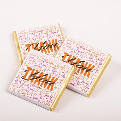 50 pcs Thank You Chocolates - Elegant Milk and Dark Chocolate Treats for Weddings, Events, Corporate Gifts and Special Occasions (Design 2 - dark)