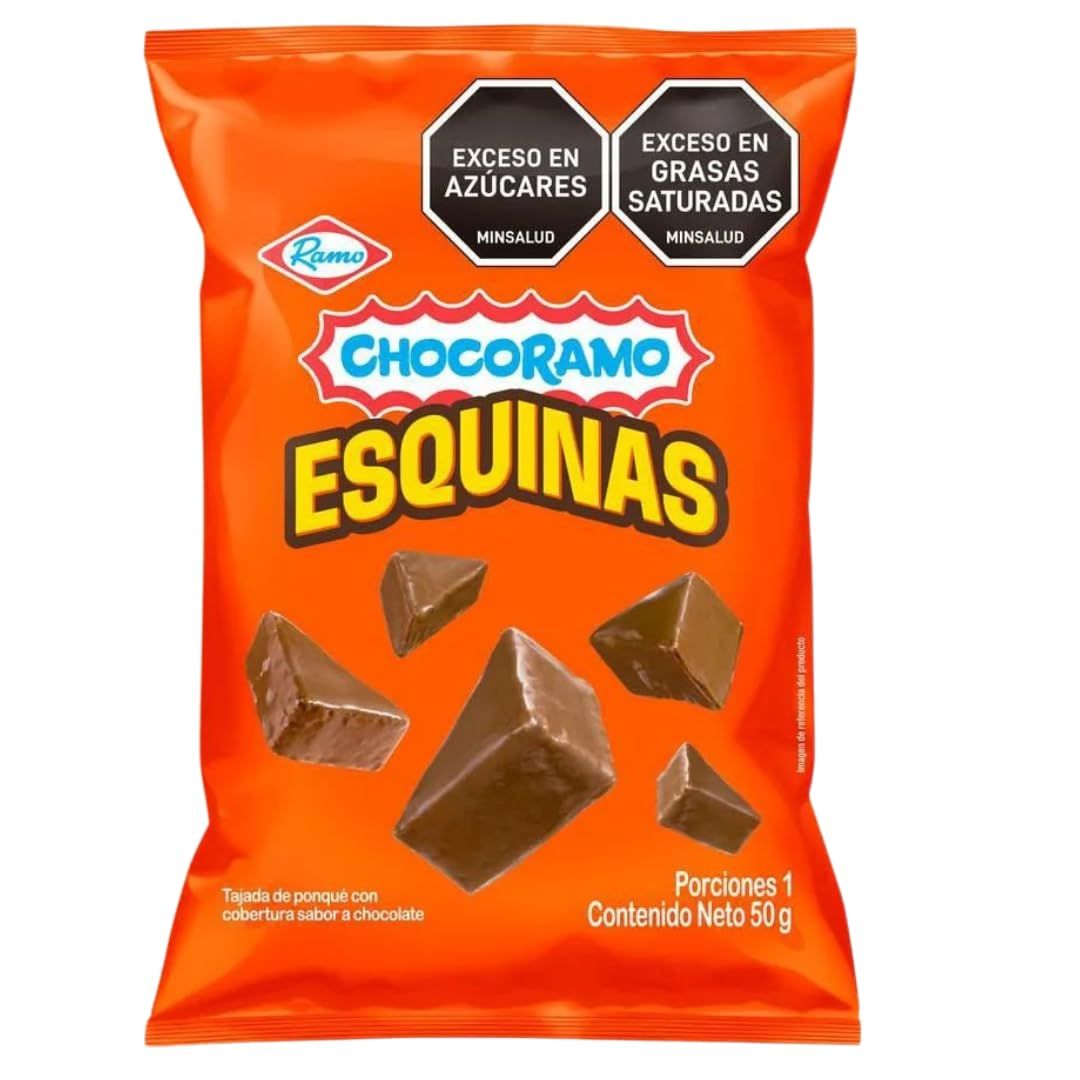 Esquinas Chocoramo - 6 Pack - 50g (1.76 oz) Each - Chocolate-Covered Cake Corner Bites - Imported from Colombia