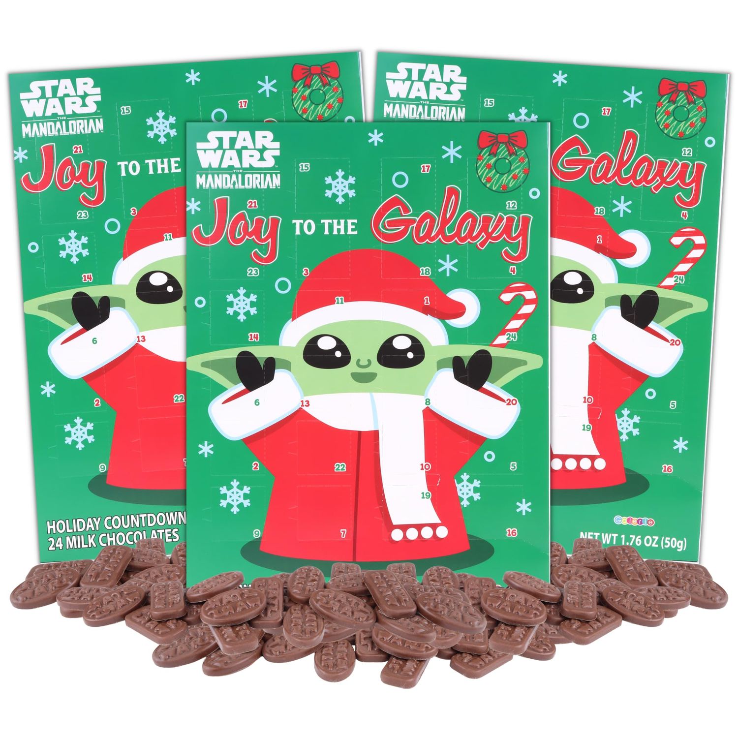 Sweetzo - Candy Advent Calendar, Star Wars Baby Yoda Christmas Countdown with Milk Chocolate Pieces, Holiday Party Favors 1.76 Ounces (Pack of 3)