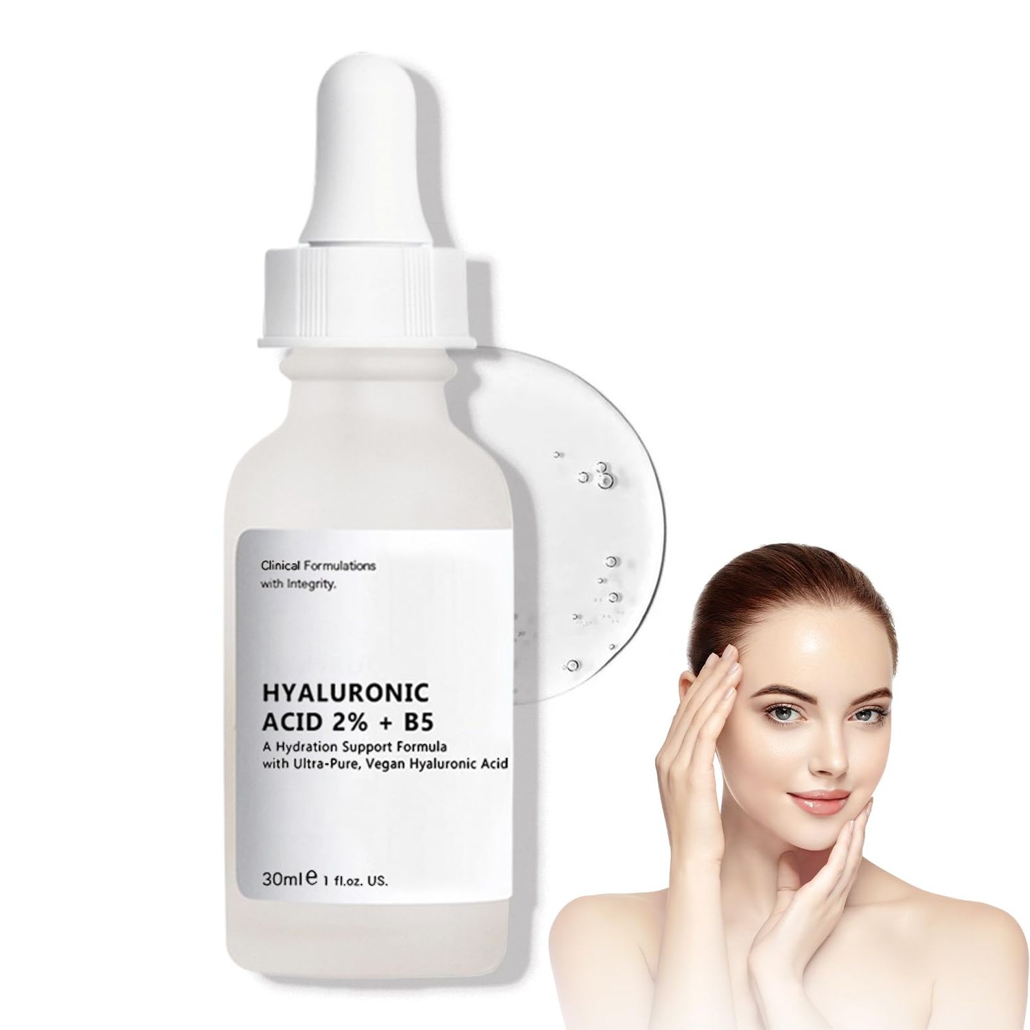 Hyaluronic Acid 2 B5 Serum, Hyaluronic Acid Serum for Face with Vitamin B5 Hydrated Anti-Aging, Hyaluronic Acid Face Serum for Women, Hydrating Face Serum Ultra-Pure Vegan Plump Smooth Skin