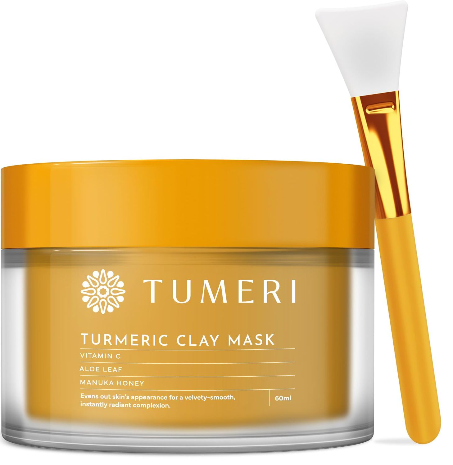 TUMERI Turmeric Clay Mask - With Vitamin C Clay Face Mask with Manuka Honey - Turmeric Skin Care, Deep Cleansing Facial Mask Improves Skin, Scarring and Refining - 4.5 oz