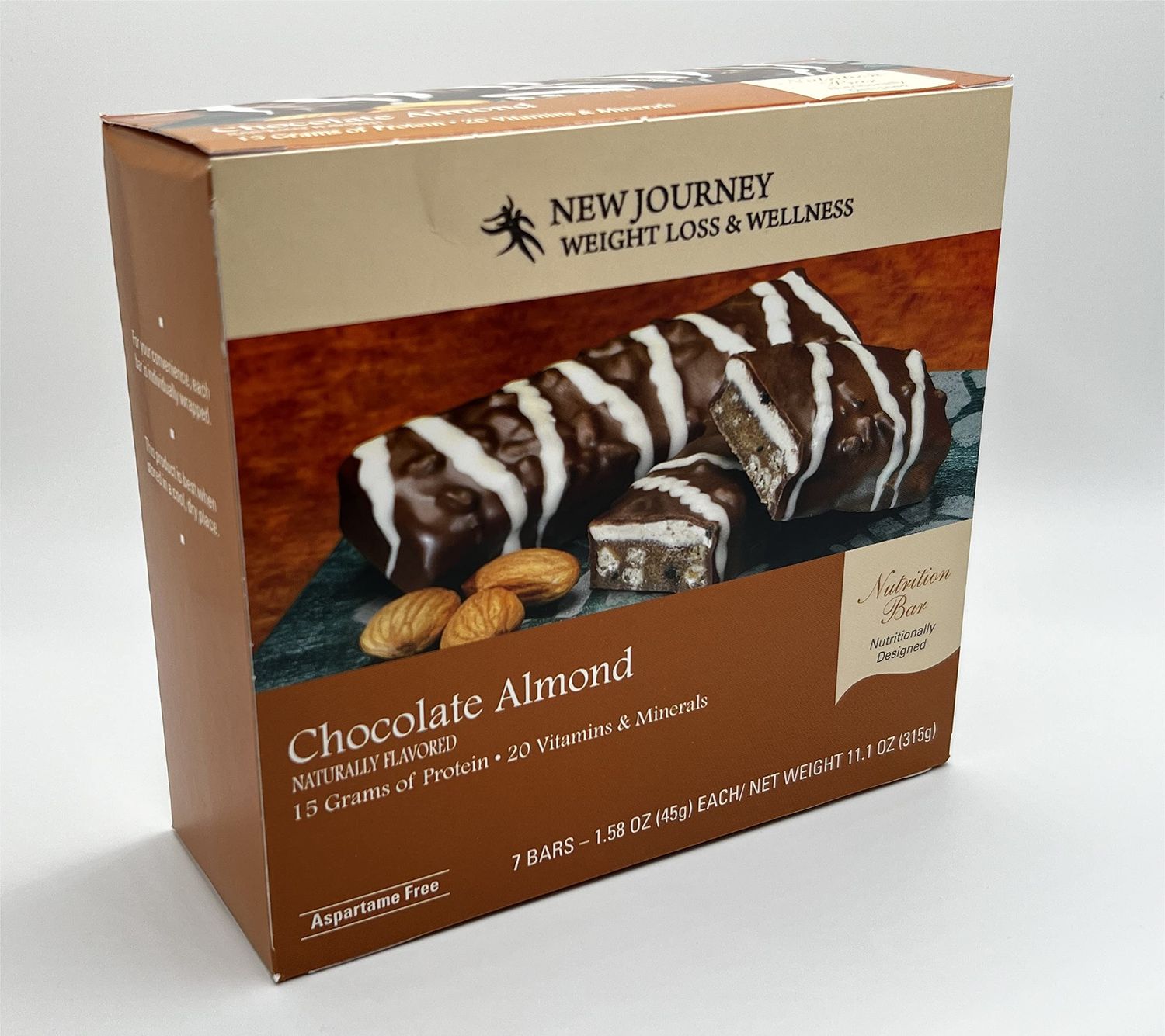 Chocolate Almond Bar - New Journey Weight Loss Wellness - High Protein Nutrition Bar (7 barsbox)