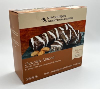 Chocolate Almond Bar - New Journey Weight Loss Wellness - High Protein Nutrition Bar (7 barsbox)