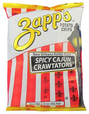Zapp s New Orleans Kettle-Style Potato Chips, Cajun Crawtator - Crunchy Chips with a Spicy Kick, Great for Lunches or Snacking on the Go, 1.5 oz. Bag (Pack of 30)
