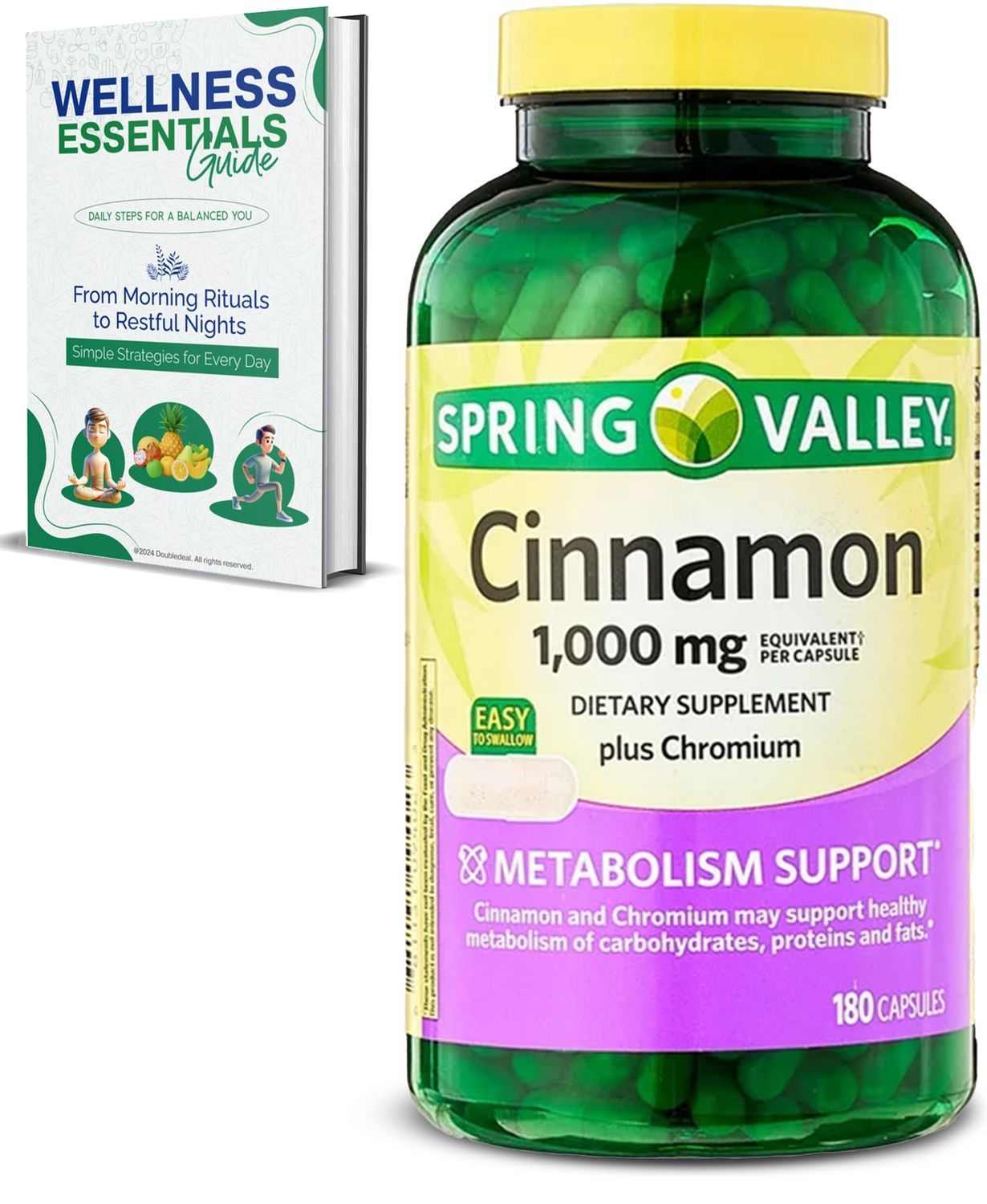 Cinnamon Capsules Chromium Picolinate Cinnamon 1000mg Chromium 400 mcg, 180 Count Metabolism Support Cinnamon Supplements