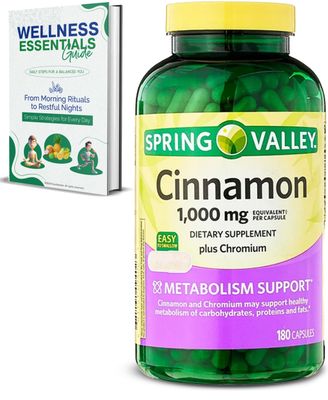Cinnamon Capsules Chromium Picolinate Cinnamon 1000mg Chromium 400 mcg, 180 Count Metabolism Support Cinnamon Supplements