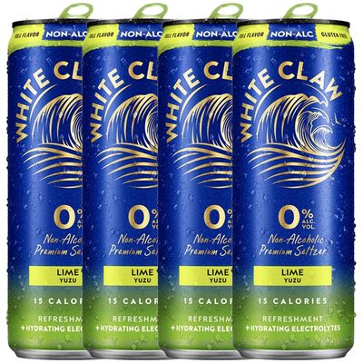 White Claw 4 Pack 0 Alcohol Lime Yuzu Non-Alcoholic Premium Non-Hard Seltzer 15 Calories, Gluten Free, Hydrating Electrolytes