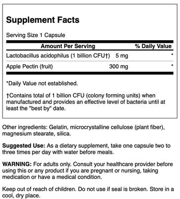 Swanson Acidophilus Apple Pectin 90 Capsules
