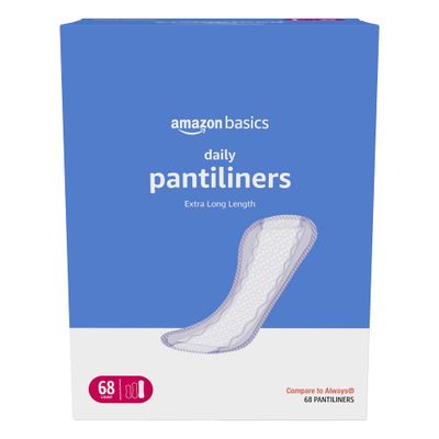 Amazon Basics Daily Pantiliner, Extra Long Length, Pads for Women, Unscented, 68 Count (Previously Solimo)