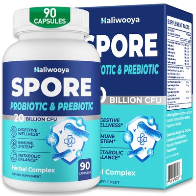 Spore Probiotic, 100 Spore Based Probiotics for Digestive Health, Gut, Immune - 20 Billion CFU All-Spore Probiotics for Women Men, Acid-Resistant No Refrigeration, Vegan, 90 Probiotic Capsules