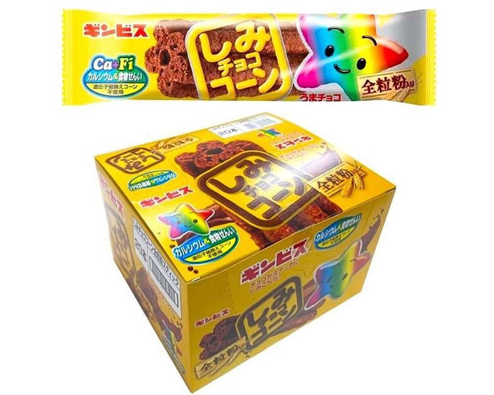 &quot;&quot;Shimi Choco Corn&quot;&quot; Chocolate snack stick 20 pieces Ginbis With MAIKO sticker Pio big bazar, large
