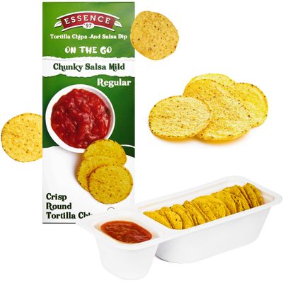 Essence 97 Tortilla Chips Variety Pack with Salsa Dip - Non-GMO, Gluten Free and Crispy Chunky Salsa Mild Flavor - Nacho Tortilla Chips Perfect for Snacking, Lunch and On-the-Go - 6 Pack