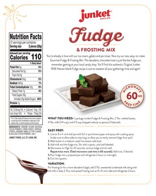 Junket Fudge and Frosting Mix: Add Milk and Butter, Heat 60 Seconds, Chill. 12 Ounce Bag of Chocolate Fudge Mix Makes 1 Pound Hansen Island Chocolate Fudge Candy or Icing for 8X8 Cake. (Pack of 2)