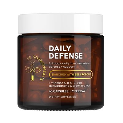 Dr Sosnowski&#39;s Daily Defence Immunity Supplements Hive-led Multi-Vitamin with Bee Propolis, Pollen Royal Jelly, Vegetable Capsules, 60ct