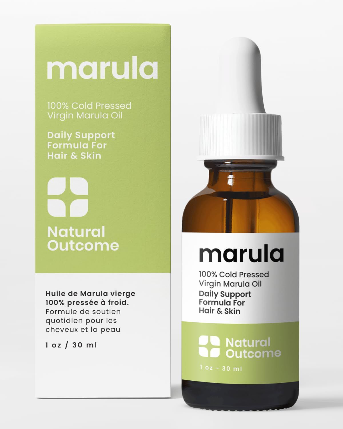 natural outcome Marula Oil 100 Pure Cold-Pressed Moisturizer for Face, Hair Body - Lightweight Anti-Aging Hydrating Facial Oil, 1 oz