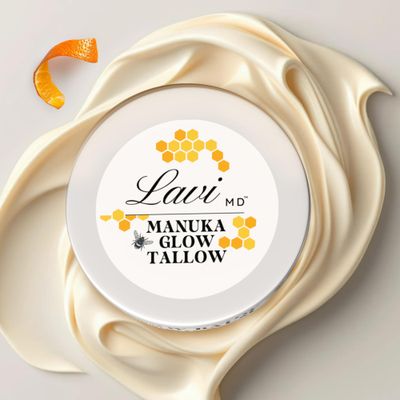 LaviMD Whipped Beef Tallow Balm with Organic Manuka Honey - 100 Grass-Fed Tallow Moisturizer for Face and Body - Orange Vanilla Scented - Natural Whipped Balm for Dry or Sensitive Skin