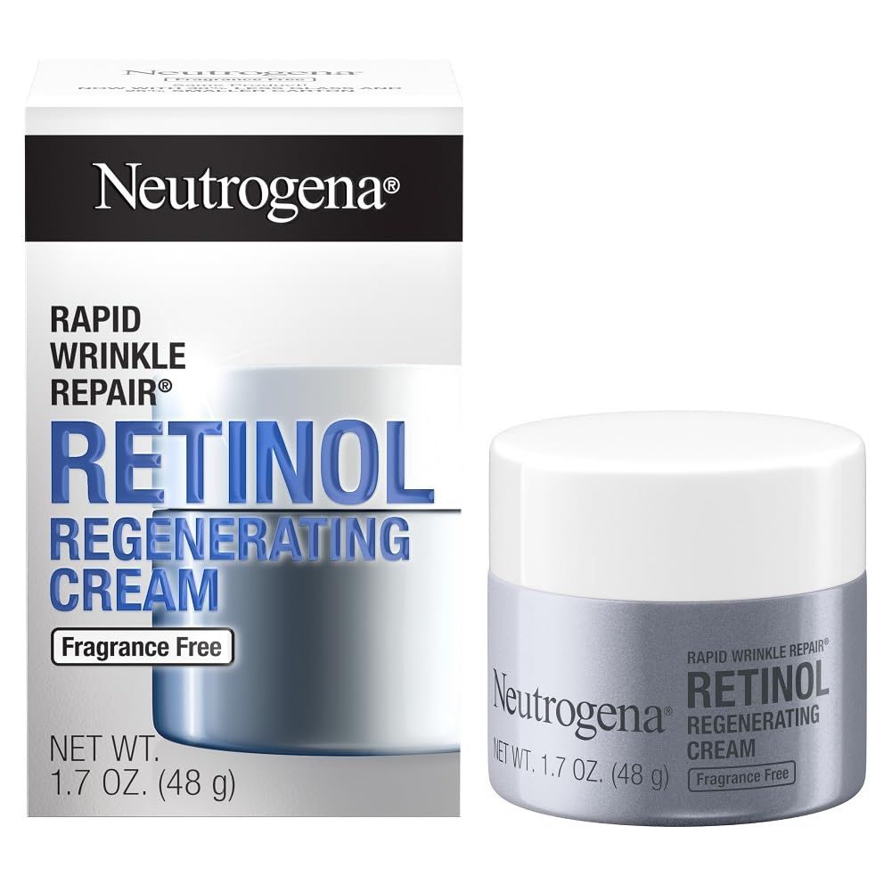 Neutrogena Retinol Face Moisturizer, Rapid Wrinkle Repair, Fragrance Free, Daily Anti-Aging Face Cream with Retinol Hyaluronic Acid to Fight Fine Lines, Wrinkles, Dark Spots, 1.7 oz