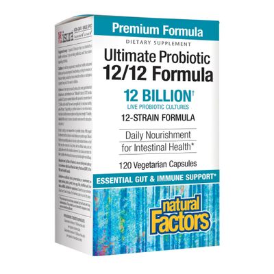 Natural Factors Ultimate Probiotic 1212 Formula, Daily Probiotic for Ongoing Digestive Support, 12 Strains, 12 Billion CFU, 120 Vegetarian Capsules