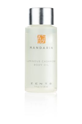 Zents Luminous Cashmere Body Oil (Travel Size - Mandarin Fragrance) Moisturizing Body Oil with Vitamin E Organic Coconut Oil Softens Smooths Skin 1 fl oz TSA Approved