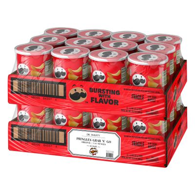 Pringles Potato Crisps Chips, Lunch Snacks, Office and Kids Snacks, Grab N&#39; Go - Original (24 Cans)