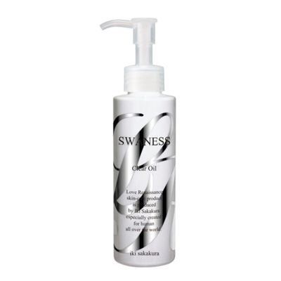 SWANESS Clear Oil - Japanese Luxury Cleansing Oil with 80 Rice Bran Jojoba Squalane Removes Waterproof Makeup Anti-Aging, Radiant Skin Rinses Clean, No Greasy Feel Face Eyes