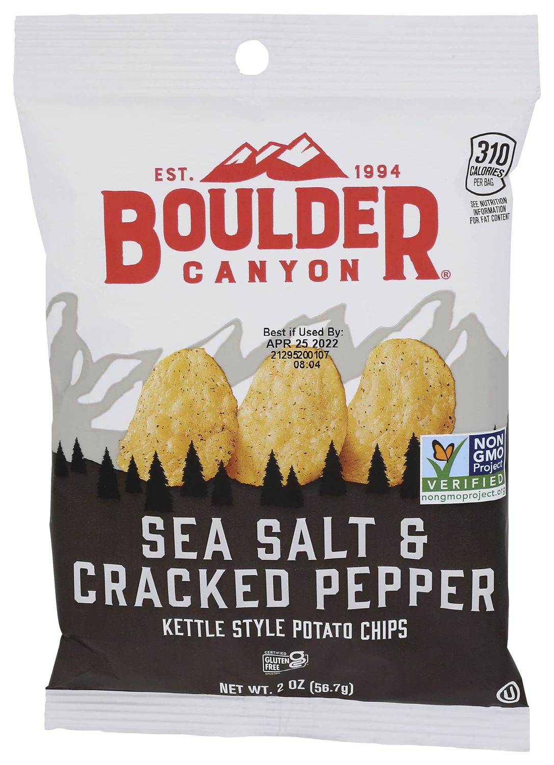 Boulder Canyon Sea Salt Cracked Pepper Kettle Chips, 2 OZ