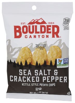 Boulder Canyon Sea Salt Cracked Pepper Kettle Chips, 2 OZ