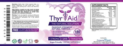 ThyrAid - Thyroid Supplement - Iodine, Kelp, Ashwagandha - Vegan - 1 Bottle (3 Month Supply, 180 Capsules)