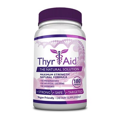 ThyrAid - Thyroid Supplement - Iodine, Kelp, Ashwagandha - Vegan - 1 Bottle (3 Month Supply, 180 Capsules)