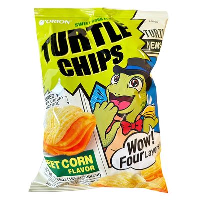 Cros Orion Turtle Chips-Sweet Corn Flavor-Crispy Korean Party Corn Snacks-3 Packs x 160G