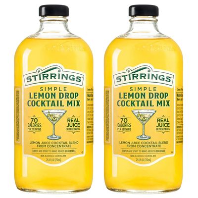 Stirrings 2 Pack Lemon Drop Cocktail Mix 750ml Bottles - Real Juice No Preservatives - 90 Calories - Drink Mixer
