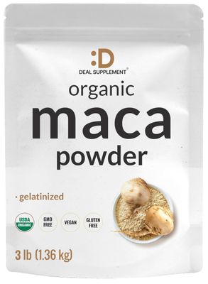 Organic Peruvian Maca Root Powder, 3lbs - Easily Digested Gelatinized Form - Herbal Superfoods Supplement for Men Women - Supports Immune Energy Health - Non-GMO