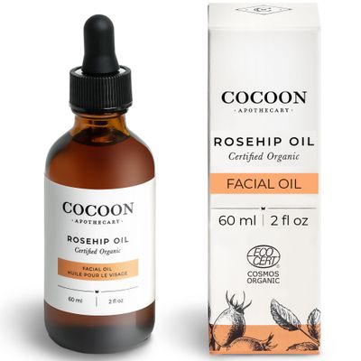 Cocoon Apothecary Rosehip Oil 2 fl oz - 100 Pure Facial Rosehip Oil For Face, Ecocert Cosmos Organic, Nourish Calm, Hydrate, Smooth Dry Irritated Skin, Rich in Antioxidants