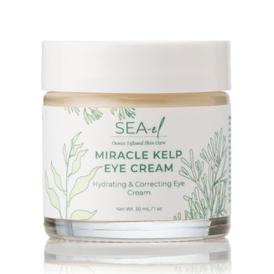 Sea-El Miracle Sea Kelp Eye Cream Hydrating Correcting Yerba Mate Caffeine Hyaluronic Acid for Dark Circles Bags Puffiness - Daily Anti Aging Moisturizer for Women Men, Vegan - 1 Oz